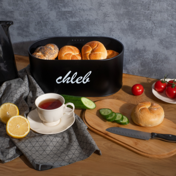 Chlebak z deską do krojenia loftowy czarny