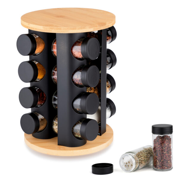 Obrotowy stojak na przyprawy z 16 słoikami