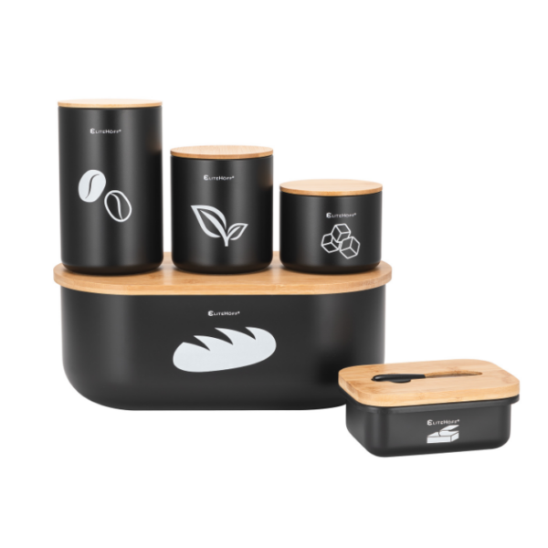 Chlebak, 3 pojemniki, maselniczka z nożykiem zestaw