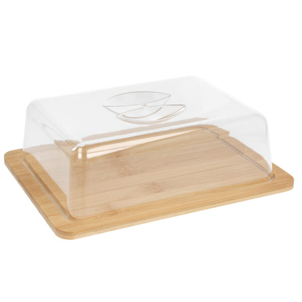 Deska bambusowa do krojenia i serwowania z pokrywą kloszem 24,5 x 19 x 7,5 cm