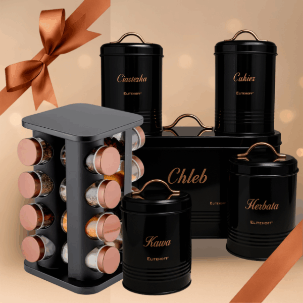 Zestaw prezentowy Glamour: Przyprawnik, chlebak, pojemniki